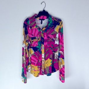 BCBGMAXAZRIA Women's Blouse (BCP31118), Multicolor, Size-PXL, (MSRP=$145)